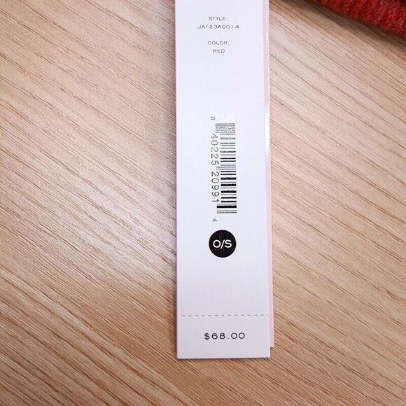 AQUA Beanie Hat Womens Red Ombre Stripe Space Dye Ribbed Cuff Stretch $68 - Picture 4 of 5